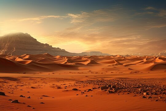 Beautiful desert landscape with sand dunes. 3d render illustration, AI Generated