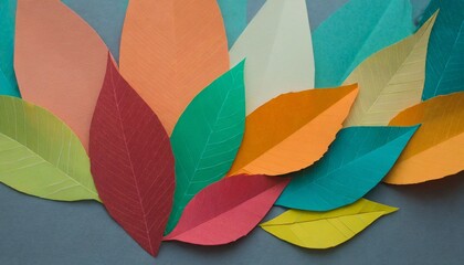 Crafted Color: Abstract Autumn Background with Folded Paper Leaves