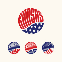 Kansas USA patriotic sticker or button set. Vector illustration for travel stickers, political badges, t-shirts.