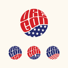 Oregon USA patriotic sticker or button set. Vector illustration for travel stickers, political badges, t-shirts. - 701572001