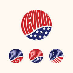 Nevada USA patriotic sticker or button set. Vector illustration for travel stickers, political badges, t-shirts.