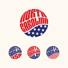 North Carolina USA patriotic sticker or button set. Vector illustration for travel stickers, political badges, t-shirts.