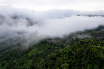 Top view Landscape of Morning Mist with Mountain Layer at Sapan nan thailand