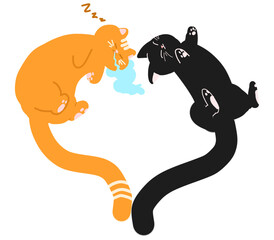 Orange cat and black cat