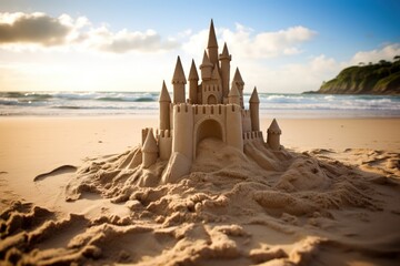 The sand castle was beautifully built. - obrazy, fototapety, plakaty
