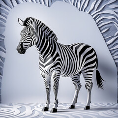 zebra made of paper on the abstract background.