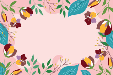 Fototapeta na wymiar Floral abstract delicate background. Template with flowers in a minimalist style. Cover with cute flowers.