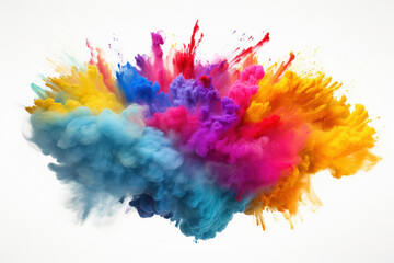 Colorful powder burst isolated on a black backdrop. The vivid explosion is AI Generative. - obrazy, fototapety, plakaty