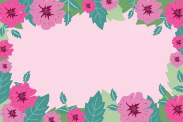 Tischdecke Background with crimson flowers. Pink flowers with leaves for decoration of postcards, covers. Floral background. © Katerina