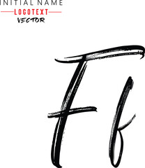 Obraz premium the letter F is handwritten, F - Black handwritten letters, hand drawn F letters Logo design. Brushstroke F Letter Logo Design on white background