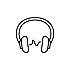 Headphone outline icons, audio minimalist vector illustration ,simple transparent graphic element .Isolated on white background