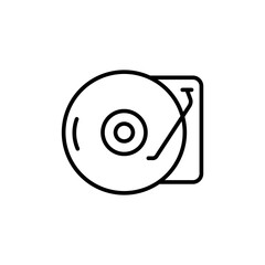 Disc player outline icons, audio minimalist vector illustration ,simple transparent graphic element .Isolated on white background