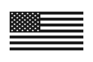 American flag black and white isolated on transparent