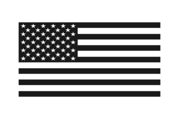 Fotobehang American flag black and white isolated on transparent © infinity