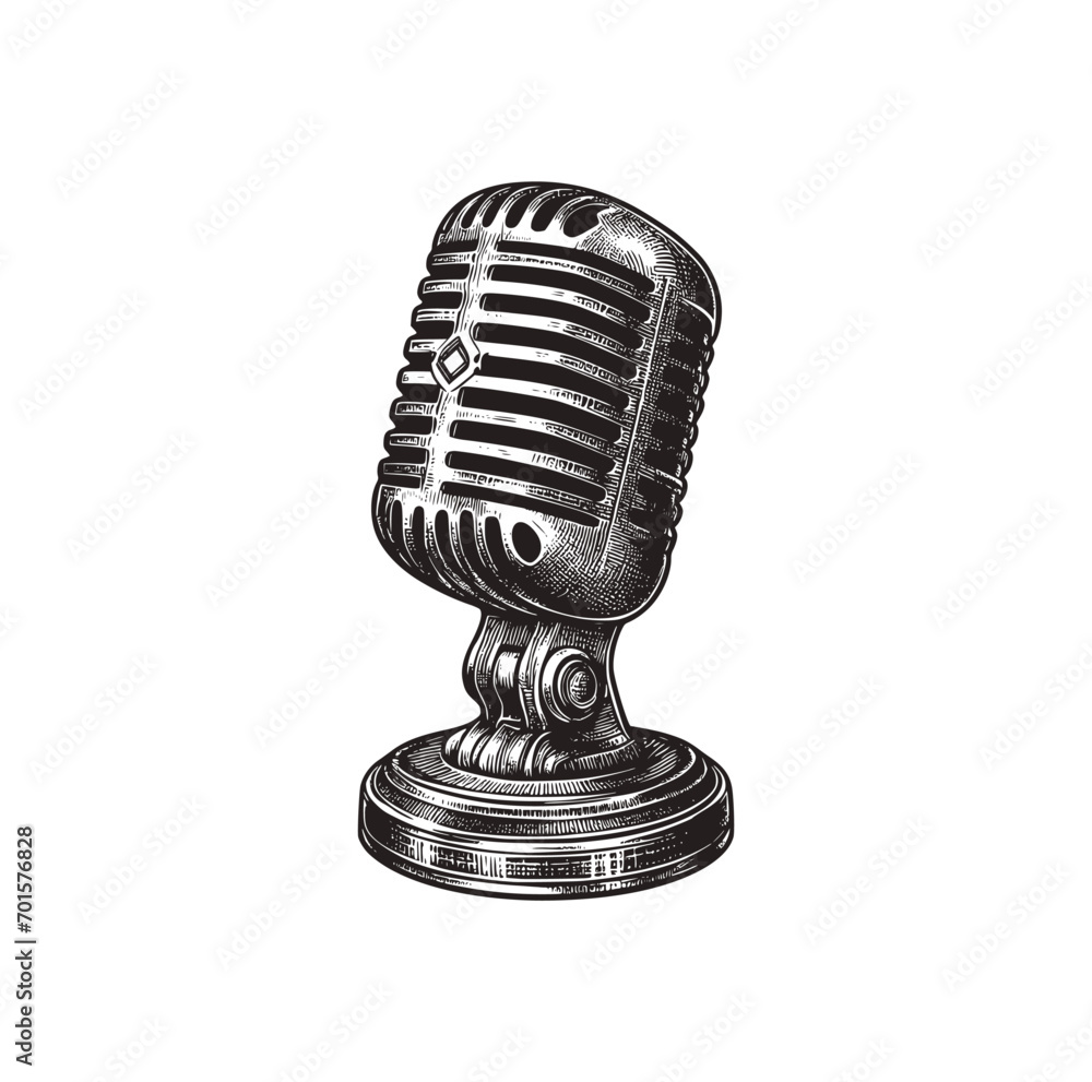 Canvas Prints The Vintage microphone. Classic old microphone. Illustration.