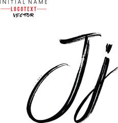 the letter J is handwritten, J - Black handwritten letters, hand drawn J letters Logo design. Brushstroke J Letter Logo Design on white background