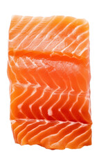 A piece of fresh raw salmon fish on a white or transparent background isolated, clipping pat