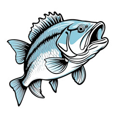 design mascot bass fish illustration with transparent background - obrazy, fototapety, plakaty