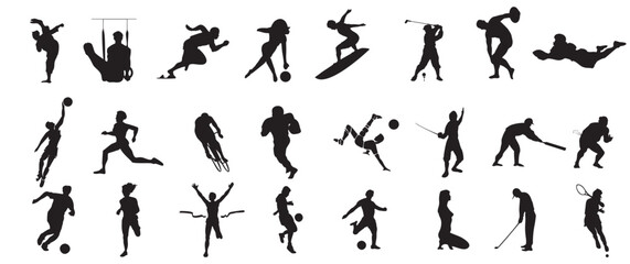 Silhouette of various sport person. Bundle of different athlete silhouette .   © Unknown Artist