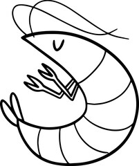 cute cartoon shrimp drawing.