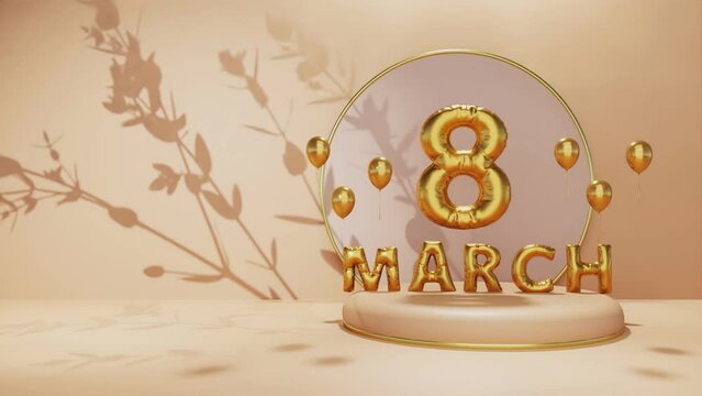 march 8 International Women's Day (IWD) is a global holiday animation of flower gold background for e-commerce sale products 