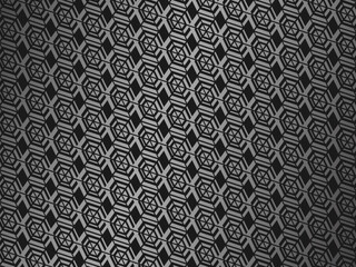 Black metal texture steel background hexagon pattern. Perforated metal sheet.
