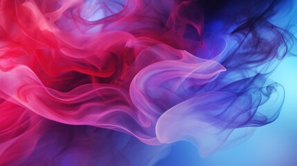 Fototapeta na wymiar Dramatic smoke and fog in contrasting vivid red, blue, and purple colors. Vivid and intense abstract background or wallpaper. Generative Ai