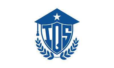 IQS three letter iconic academic logo design vector template. monogram, abstract, school, college, university, graduation cap symbol logo, shield, model, institute, educational, coaching canter, tech