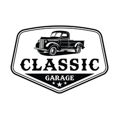 Obraz premium Vintage Car Garage Logo. Vector Illustration
