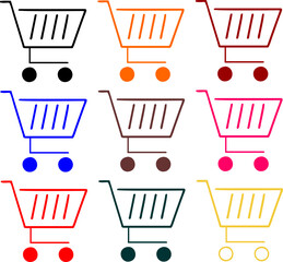 illustration vector graphic of shopping cart icon with various colors