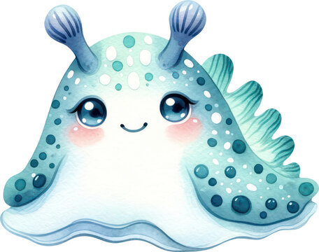 recommend clip art: Nudibranch Sea Slugs Watercolor Cute Drawing Nudibranch Sea Slugs Sea life animals, nursery style, PNG
