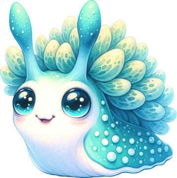 recommend clip art: Nudibranch Sea Slugs, Watercolor Cute Drawing Nudibranch Sea Slugs Sea life animals, nursery style, PNG