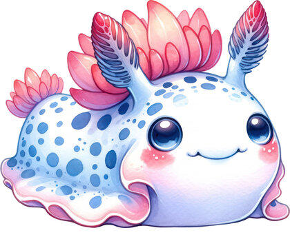 recommend clip art: Nudibranch Sea Slugs, Watercolor Cute Drawing Nudibranch Sea Slugs Sea life animals, nursery style, PNG