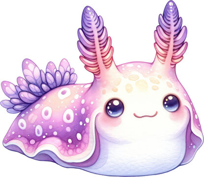 recommend clip art: Nudibranch Sea Slugs, Watercolor Cute Drawing Nudibranch Sea Slugs Sea life animals, nursery style, PNG
