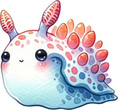 recommend clip art: Nudibranch Sea Slugs, Watercolor Cute Drawing Nudibranch Sea Slugs Sea life animals, nursery style, PNG