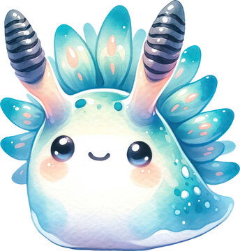 recommend clip art: Nudibranch Sea Slugs, Watercolor Cute Drawing Nudibranch Sea Slugs Sea life animals, nursery style, PNG