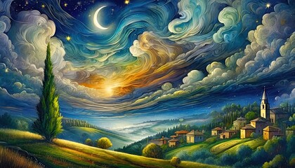 Obraz na płótnie Canvas An abstract painting of the night sky