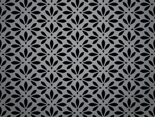 Flower geometric pattern. Seamless vector background. Black and gray ornament. Ornament for fabric, wallpaper, packaging. Decorative print