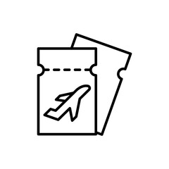 Flight ticket outline icons, minimalist vector illustration ,simple transparent graphic element .Isolated on white background