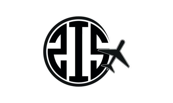 ZIS three initial letter circle tour & travel agency logo design vector template. hajj Umrah agency, abstract, wordmark, business, monogram, minimalist, brand, company, flat, tourism agency, tourist