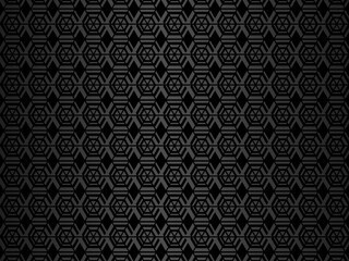 Black metal texture steel background hexagon pattern. Perforated metal sheet.