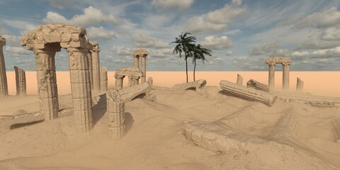 3D illustration Desert Temple Ruins