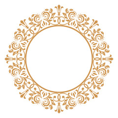 Decorative frame Elegant vector element for design in Eastern style, place for text. Floral golden and white border. Lace illustration for invitations and greeting cards.