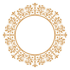 Decorative frame Elegant vector element for design in Eastern style, place for text. Floral golden and white border. Lace illustration for invitations and greeting cards.