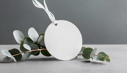 Nature's Touch: Eucalyptus Leaves Adorning White Label Mockup