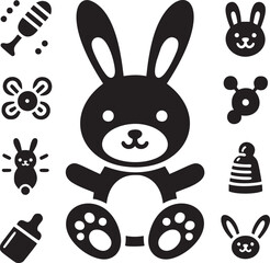 Cute Bunny and Baby Icons