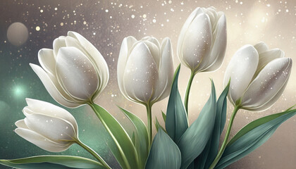Tulipany wiosenne kwiaty, kocham, dekoracja scienna, generative ai - obrazy, fototapety, plakaty