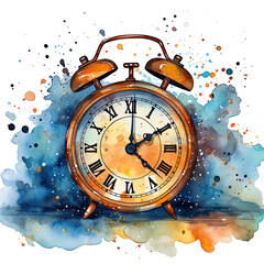 Watercolor Clock Illustration, Generative Ai