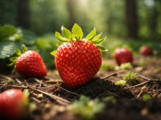Strawberry forest Generative AI