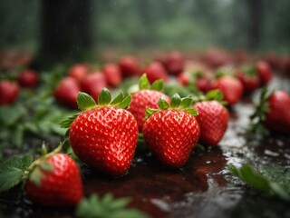 Strawberry forest Generative AI